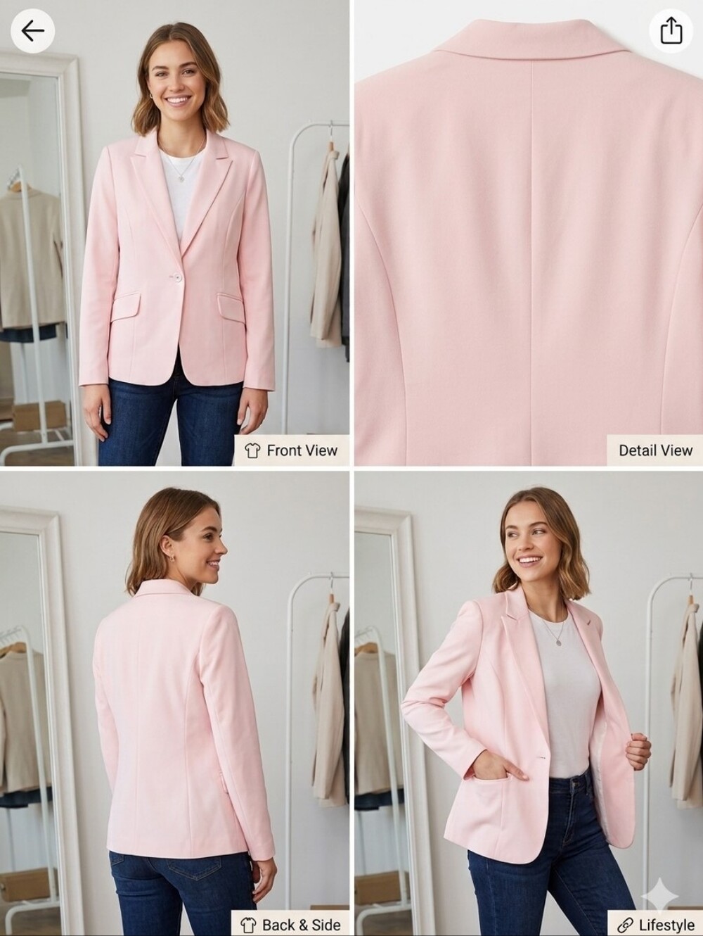 Cleo Women’s Pink Blazer Size XL New with Tags Recycled Material Single Button